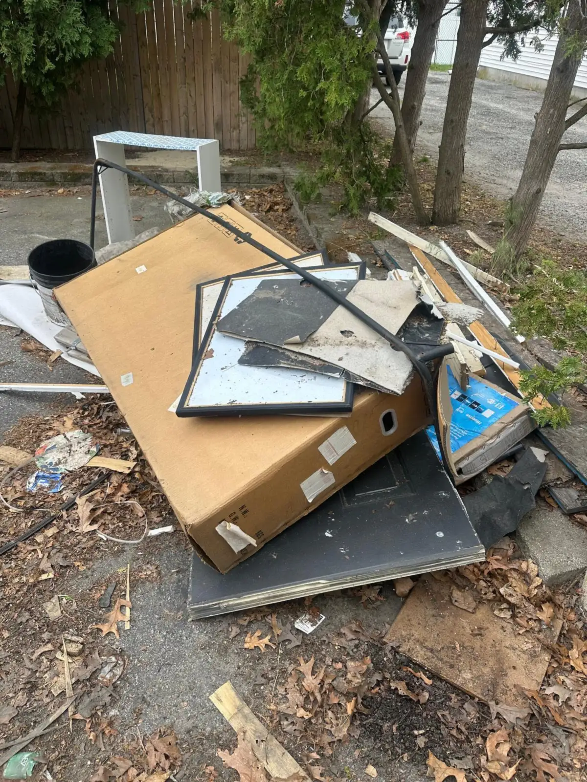cardboard and picture frame junk pile 4