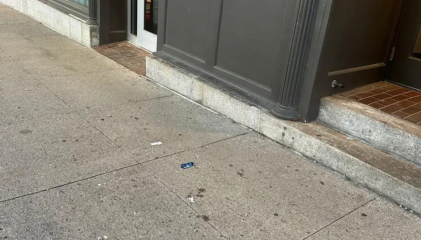 Storefront sidewalk clear after couch removal