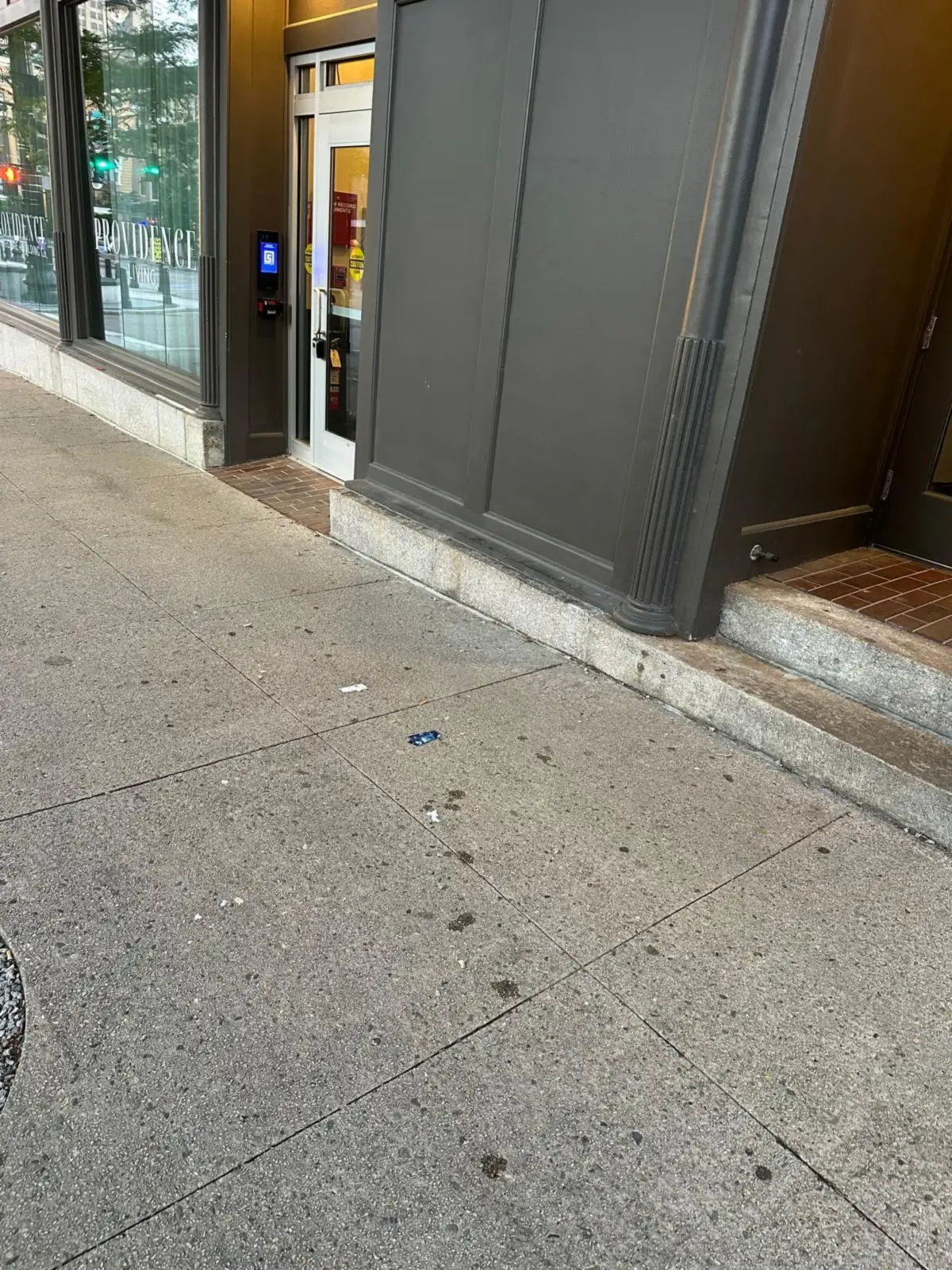 Storefront sidewalk clear after couch removal